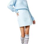 Francesca's Francesca’s Paige Vegan Leather Light Blue Side Buckle Mini Skirt S Photo 2