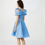 Maje  Blue Lace Reglisse Ruffled Cold Shoulder Dress size L Cottagecore Milkmaid Photo 3