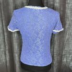 Jonden by Linda Leal periwinkle lace short sleeve top Size Small Purple Photo 3