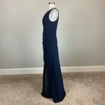 AQUA One Shoulder Thigh Slit A-Line Long Evening Gown Blue Size 14 Formal Dress Photo 5