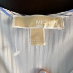 Michael Kors  White and Blue Asymmetrical Tiered Midi Dress Photo 4