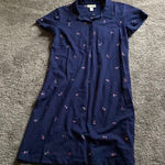 Talbots  Navy Flamingo Embroidered Polo Dress SIZE S Photo 0