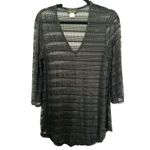 Jordan Taylor Women's V Neck Mesh Tunic Swim Cover Up Black Size S Made In USA Photo 3
