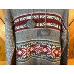 Yes Lola Hooded Cropped Knit Sweater Gray Lined Hood Pom Poms Size Large (5365) Photo 2