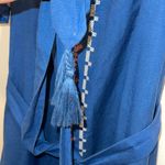 Cupcake and Cashmere Boho Embroidered Cotton Linen Mini Dress Blue Medium Photo 4