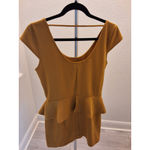 Delirius Los Angeles Women's M Mustard Yellow Gold Peplum Mini Dress Cap Sleeve Size M Photo 4