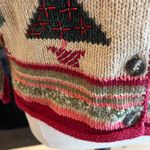 Susan Bristol  Christmas Sweater Hand Embroidered Cardigan Ramie Acrylic Angora Photo 6