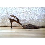 Stuart Weitzman Leopard Print Suede Slingbacks Pumps Kitten Heels Size 6 Photo 1