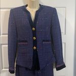 Saks 5th Avenue Saks Fifth Avenue Vintage Blue/purple Nubby Wool Skirt Suit Set size 4 Photo 1