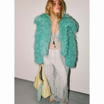 Free People  Moonlight Faux Fur Jacket Granite Green Size L Photo 4