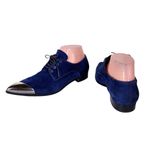 Miu Miu BLUE SUEDE LOAFER WITH SILVER METAL TIPPED TOE (36) Photo 5