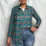Tolani Collection Teal Gray Plaid Niecy Button Down Sz XXSP NWT Photo 5