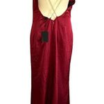 NBD Red Satin Maxi Slip Dress MEDIUM Gown Cowl Backless Slit Formal $258 NEW Photo 6