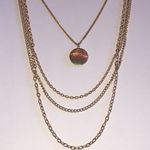 Elegant Vintage Gold Tone Layered Chain With Locket Pendant Necklace Photo 1