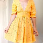 For Love & Lemons  Yellow Eyelet Swing Dress Photo 1