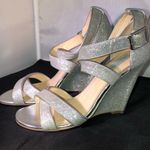 Blue by Betsey Johnson Wedding Line Silver Sparkle Wedge Heels Size 7.5 Photo 0