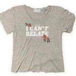 Wildfox NWT I Can't Relate Romeo V-Neck Tee in Heather Gray/ Rare Photo 1