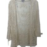 Nina Leonard  Open Cardigan Jacket Cream Floral Lace Kimono Size Large Photo 3
