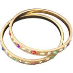 Two Multicolored Rhinestone Gold Stones Bangle Bracelets Photo 2