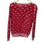 LC Lauren Conrad  Red and White Polka Dot Burnout Sweater Medium Photo 9
