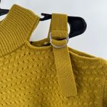 DKNY Sweater Size Extra Small Cold Shoulder Buckle Belt Chartreuse Knit Fall Photo 4