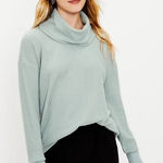 Loft  waffle knit cowl knit top green size‎ medium Photo 0