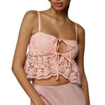 Anthropologie  Strapless Pink Crochet Lace Top Size XL NEW Coquette Fairycore Photo 0