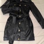 Oh Polly  Black Leather Jacket Sleek Fitted Silhouette Photo 6