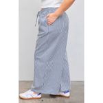 Cider Plus Size NEW 100% Cotton Mid Rise Striped Pocket Wide Leg Trousers Curve Photo 1