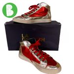 LA DOVITCH MADE IN PORTUGAL RED AND GOLD LEATHER HIGH TOP SNEAKERS (7) Photo 1