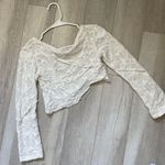 Urban Outfitters Lace Textured Asymmetrical Long Sleeve Crop Top White (Medium) Photo 3