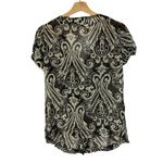White House | Black Market WHBM Black & White Paisley Silk Short Sleeve Blouse S Photo 1