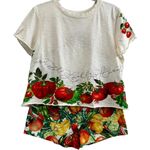 Maeve Anthropologie  Colette Boxy Semi Crop‎ White Tomato Tee Shirt Small Photo 7