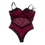 None Teddy Lingerie Velvet Corset Bodysuit Red Black Lace Lingerie Size 4X Photo 2