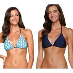 Helen Jon Palm Springs Reversible String Bathing Suit Bikini Top Navy Blue XS Blue Photo 1