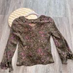 Anna Sui Vintage  100% silk floral print ruffle blouse Photo 5