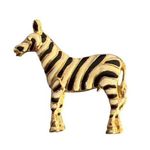 Vintage Gold Tone Zebra Brooch Pin Black White Enamel Zoo Animal Safari 1.5" Photo 0