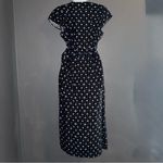 J.Crew  Mercantile Black & Blue V-Neck Floral Wrap Midi Fall Dress Womens Medium Photo 8