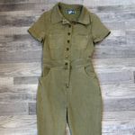 Urban Outfitters Green Denim Short Sleeve Pantsuit Front Snap Q19 Photo 1