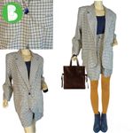 VINTAGE CIRCA 1990'S CHRISTY GIRL TAUPE & BLUE PLAID SHORTS' SUIT (12) Photo 1