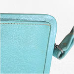 1950s Vintage Robin’s Egg Blue Leather Clutch Purse Mid Photo 7