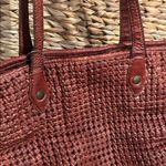 Frye NEW  Brown Chestnut Woven Leather Tote Bag Large Photo 3