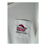 Vineyard Vines  Shirt Women Medium White‎ Long Sleeve Christmas Whale Pocket Tee Photo 5