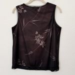 [Vintage] 90s Y2K Brown Black Mesh Crew Neck Floral Print Tank Top Size Small S Photo 1