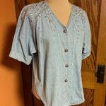 Vtg 90s oversized denim studded top Blue Size 8P Photo 3