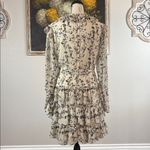 Bardot  Size 6 Alessia Cream Black Floral Long Sleeve Tiered Ruffle Mini Dress Photo 3