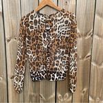Diane Von Furstenberg  Cheetah Animal Print Wool and Silk Long Sleeve Top sz P Photo 2