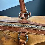 Alviero Martini Brown Handbag Map Leather Boston Speedy Bag Satchel Milan Tote Photo 3