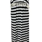Bellamie Sleeveless Halter Tassel Black White Stripe Maxi Dress Size S Photo 0