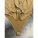 ZARA  Surplice Plunging Wrap Beige Bodysuit Blouse Size Medium Casual Business Photo 11